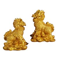 Magideal - Hogar Oficina Tradición Oriental Decoración De Escritorio Un Par De De Jirafas Chinas Para Regalos De Decoración De Escritorio Esculturas Oro 55X7Cm