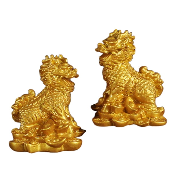 Hogar Oficina Tradición oriental Decoración de escritorio Un par de de jirafas chinas para regalos de decoración de escritorio Esculturas Oro 55x7cm