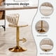 thumbnail image 3 of Juego de 4 taburetes de bar Canxkun de terciopelo dorado con altura ajustable, 3 of 8