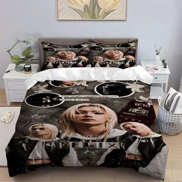 Stray K Felix bedding with Blonde Collage Print Includes a Duvet Cover And Two Pillowcases