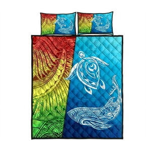 Milsleep - Hawaii Tortuga Tiburón Polinesia Y Mar Juego De Cama Colcha