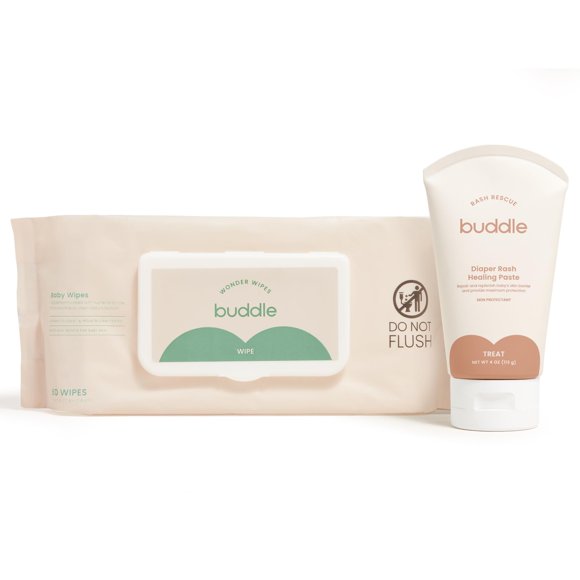 Kit para dermatitis del pañal Buddle Rash Rescue, pasta curativa, 120 ml, 60 toallitas