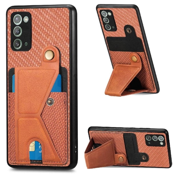 Funda Resistente para Samsung Galaxy Note 20 con Tarjetero y Soporte, Diseño Magnético Marrón
