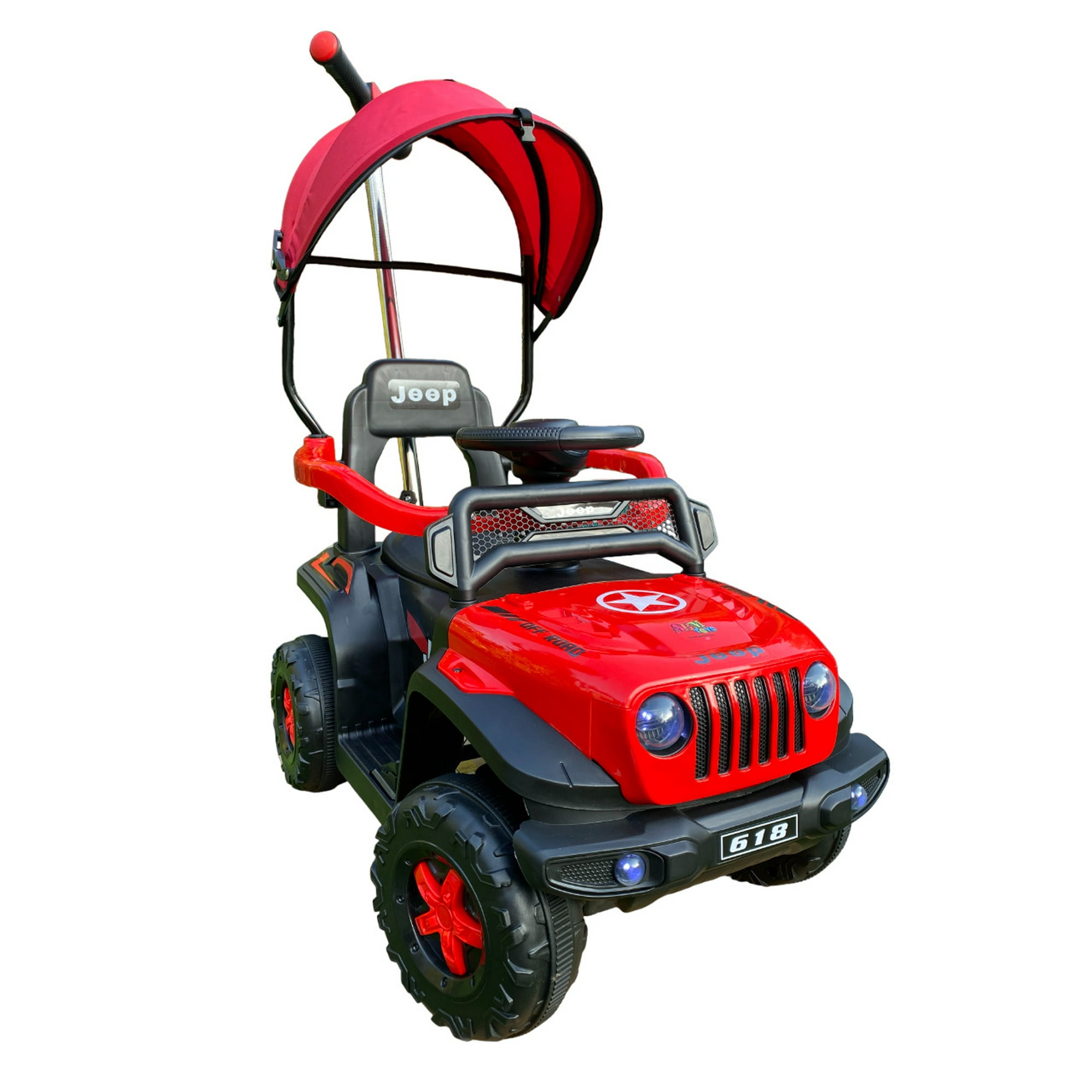 Abmtoys - Jeep Correpasillos A Batería 3 En 1 Rojo