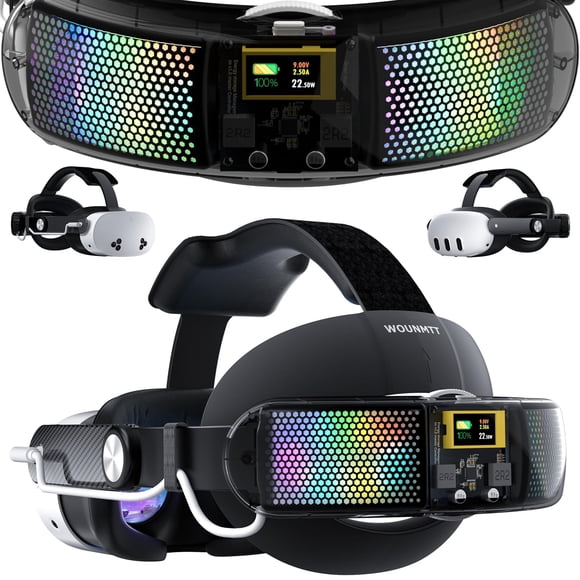 Correa para la cabeza VR WOUNMTT para Meta Quest 3 con batería e iluminación RGB