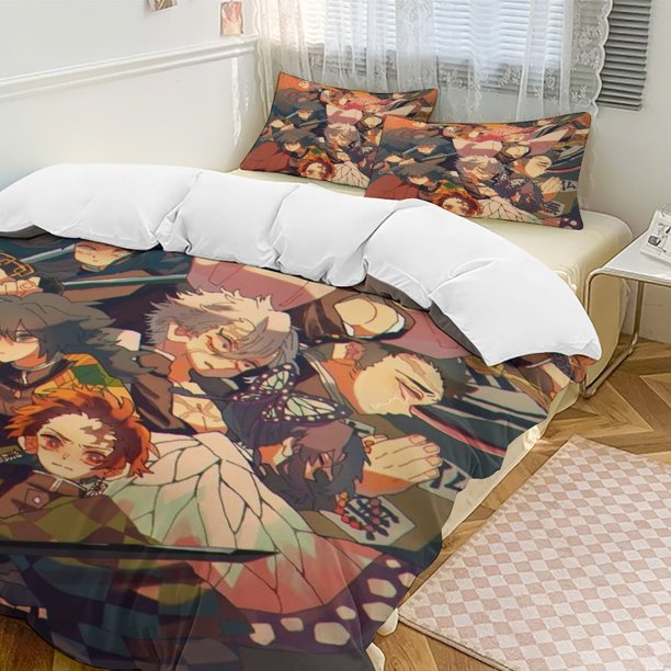 Demon Slayer Anime Home Bed 3-piece Set Classic Japanese Anime Polyester Wash Student Dormitory Set