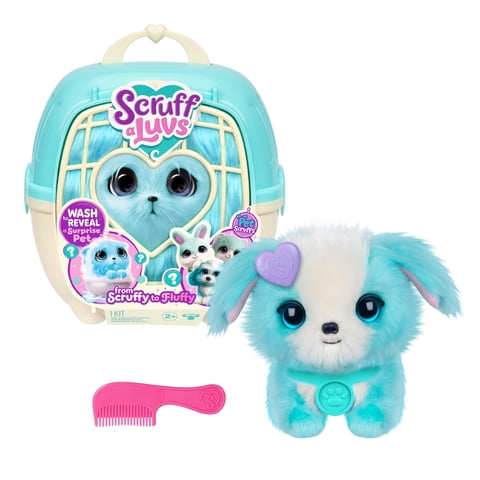Peluche De Peluche Scruffaluvs Pet Scruffs, Azul, Con 3 Mascotas De Rescate