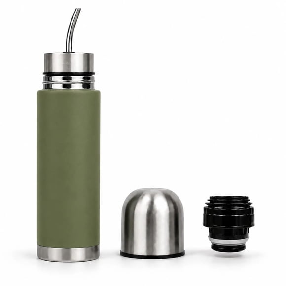 Termo Mate Acero Inoxidable Autocebante 2 en 1 Tawo 750 Ml Hermetico Antiderrame - Verde