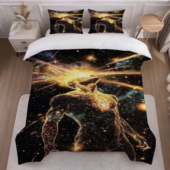 3pcs Cosmic Humanoid Art Themed Bedding Set Duvet Cover and Pillowcase Set