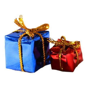 Genérico - Cajas De Árbol De Navidad Para Casa De Muñecas, Escala 1/12, Azul Y Rojo, 2 Uds.
