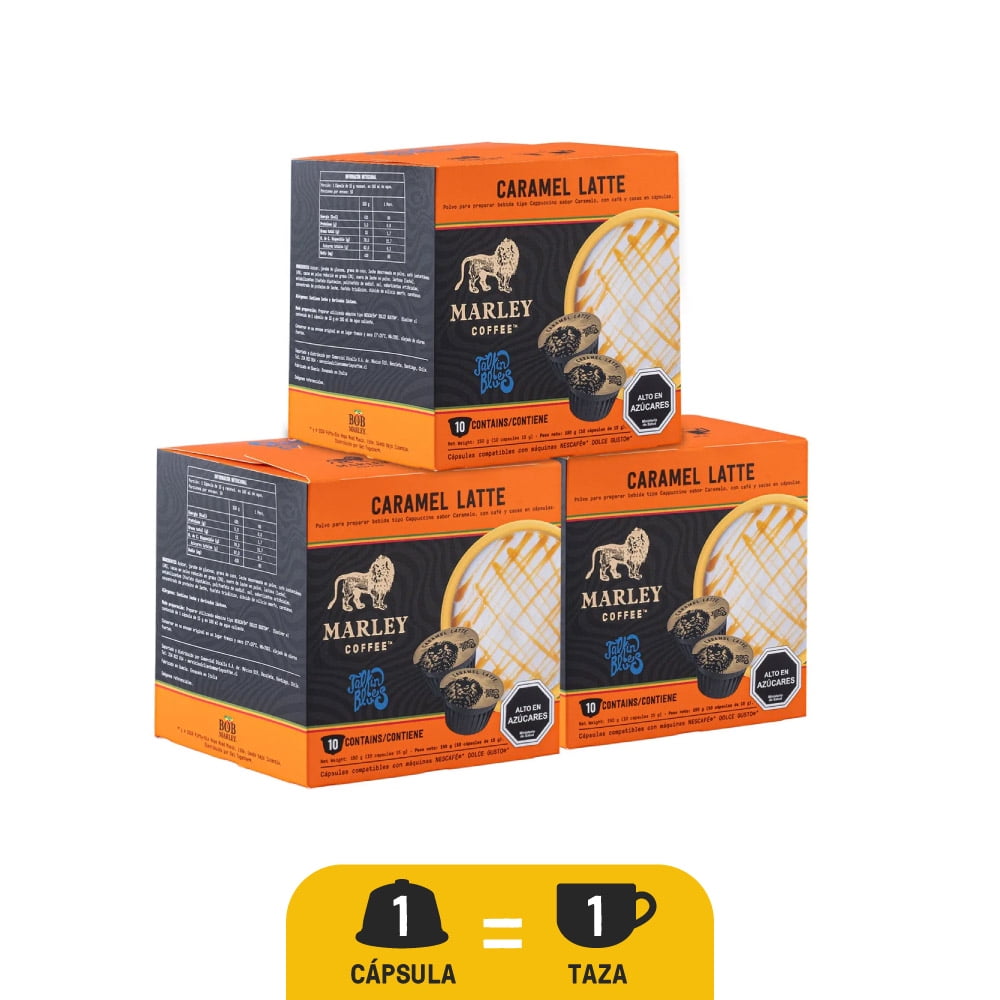 Marley Coffee - Pack 3x Cajas Café Talkin Blues Caramel Latte 10u