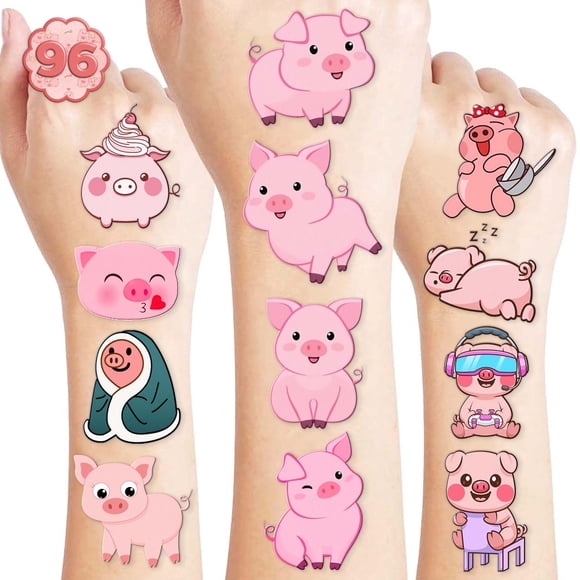 Tatuajes temporales frawharmone 96 uds. de cerditos lindos para niños