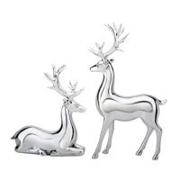 Magideal - Esculturas De Alce, Colección De Adornos De Escritorio, Estatuas De Animales, Figuras Decorativas De Ciervos Para Armario, Estantería, Decoración Del Plata