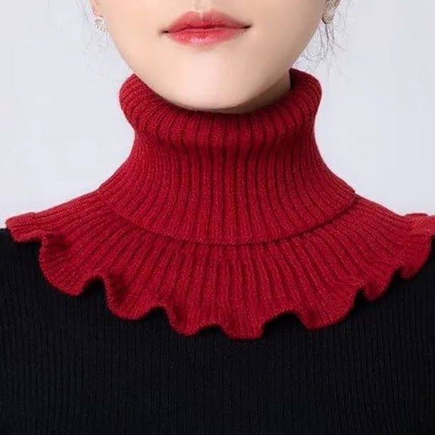 Stylish Hand-Knitted High Collar Detachable Dickey Collar for Women - Turtleneck Look!