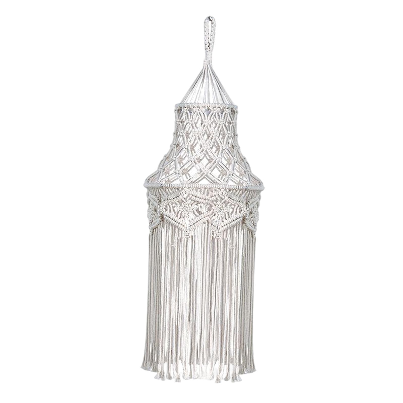 Magideal - Moderna Lámpara De Macramé, Tapiz Hecho A Mano, Candelabro Bohemio, Cubierta De Luz Colgante Para Dormitorio, Sala De Estar, Guardería, Decoración De