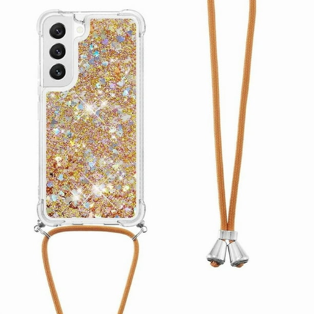 Funda FOXDOCK para Samsung Galaxy S21 Plus con Cuerda Ajustable, Brillo Líquido, Protección Antigolpes y Lente – Ideal para Regalo