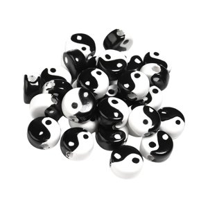 Magideal - 20X Cuentas De Cerámica Yin Yang, Tai Chi Bagua Negro Blanco, Cuentas Espaciadoras Decorativas Duraderas Para Diy Fabricación Cadenas 08 Cm