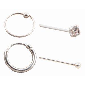 Genérico - Set De Aros Y Piercing De Nariz Plata 925 Promo 2 - Plata