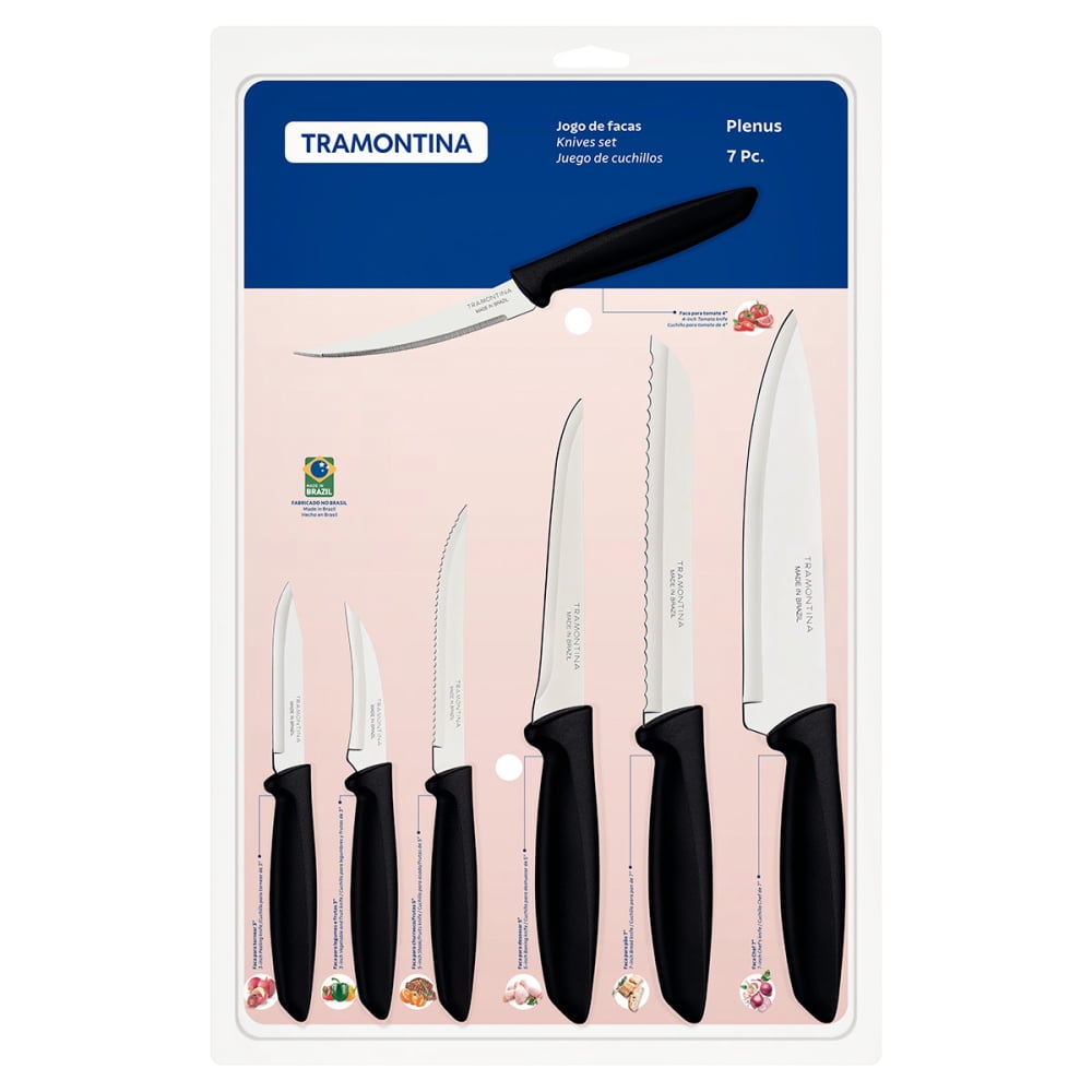 Juego De Cuchillos Tramontina 7 Piezas Plenus Negro
