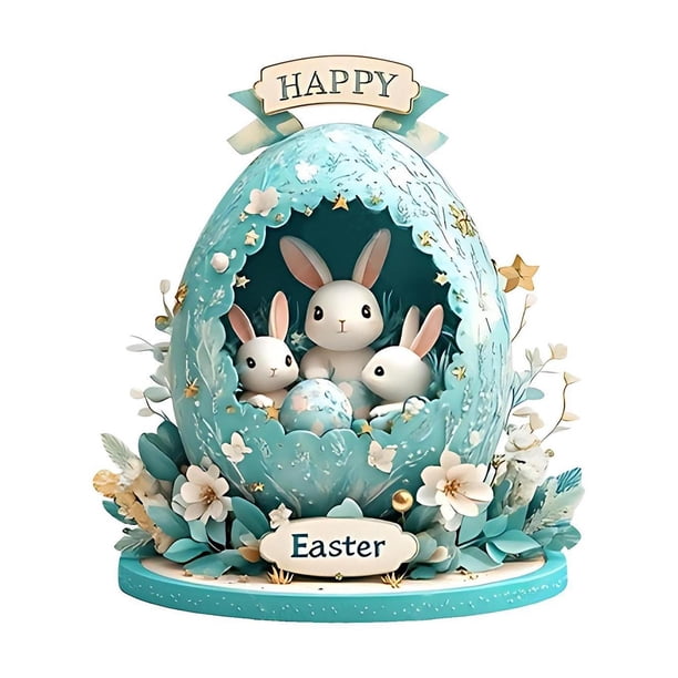 2d Pascua de la placa acrílica de la placa acrílica Decoración de reglas de regalo con base para la mesa de estantería Chimenea de la oficina interior