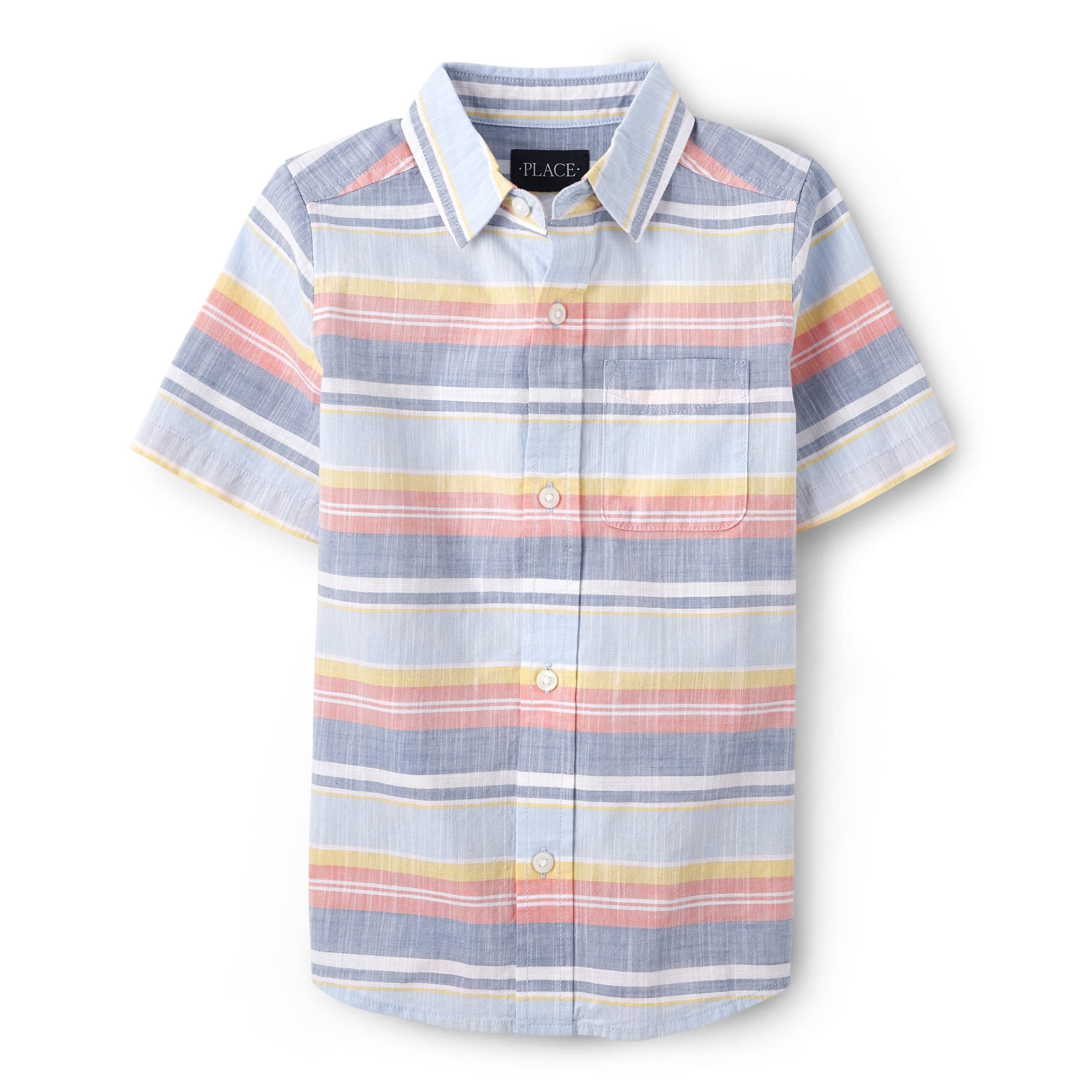 Camisa The Children's Place A Rayas De Playa, Manga Corta, Talla Mediana