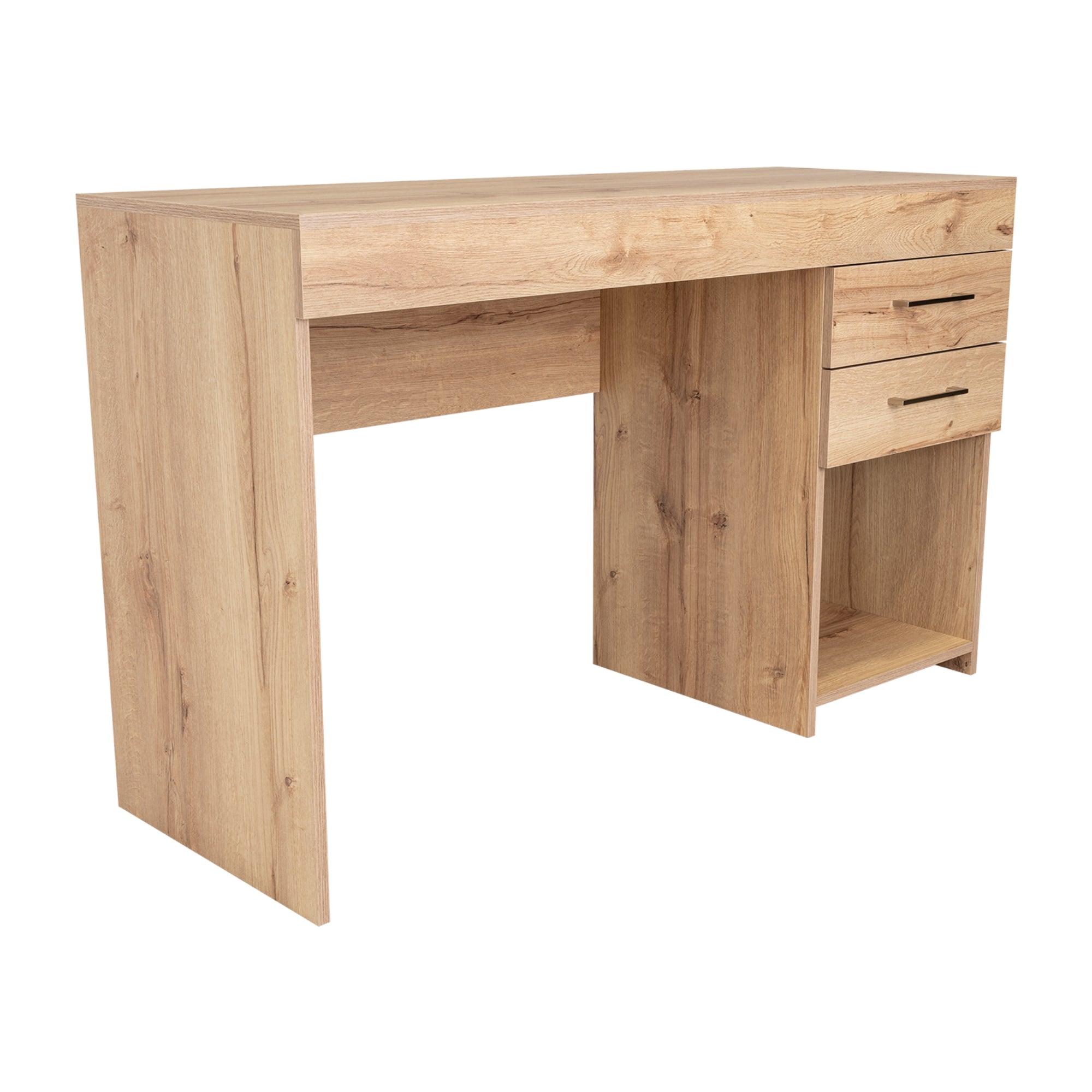 Fmfurniture - Escritorio 2 Cajones 120X75X45,4 Cm Café Claro