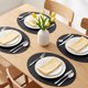 thumbnail image 2 of Juego de 6 manteles individuales de cuero para decoración de mesa de comedor de cocina, lavables, resistentes al calor, manteles individuales negro y dorado de 16.9x11.8 pulgadas, 2 of 6