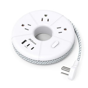 Cable De Extensión Mifaso Usb C Power Strip De 5 Pies, 3 Ac, 3 Puertos Usb