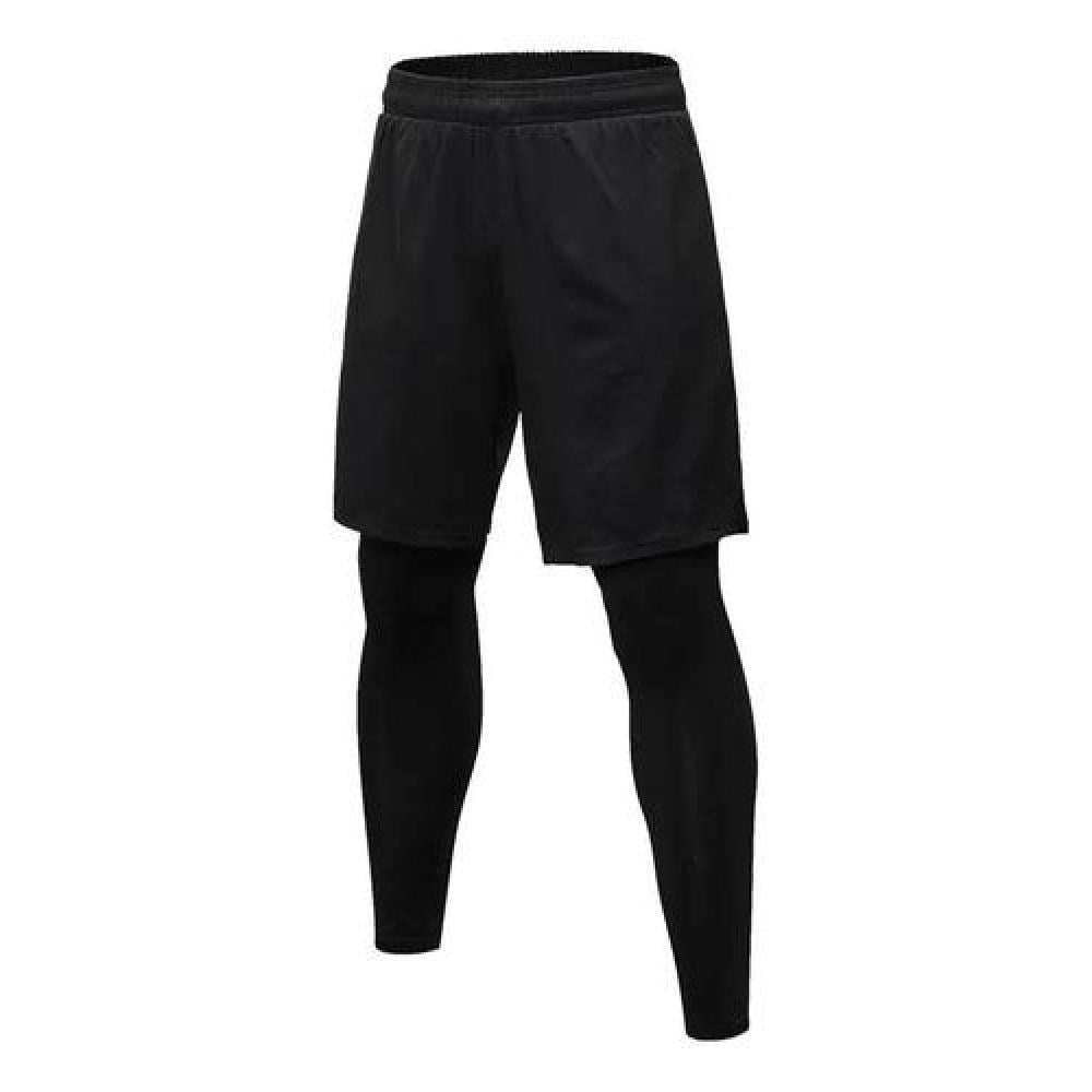 Genérico - Short Gimnasio Hombre Con Calza Y Bolsillo Para Celular Talla Xl Negro Calza Larga Negra