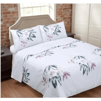 Genérico - Juego Sabana 1.5 Plaza Estampado Flores Color Blanco