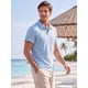 thumbnail image 4 of INSPIRE CHIC Camiseta Polo de Punto Texturizado para Hombre de Manga Corta Casual de Verano para Golf Talla M Azul Claro, 4 of 5
