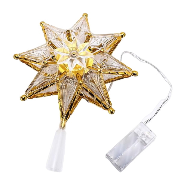 3D Árbol De Navidad Topper LED Cadena De Luces Adorno Para El Hogar Estrella Iluminada Para Interiores Luz Cálida 17x7cm