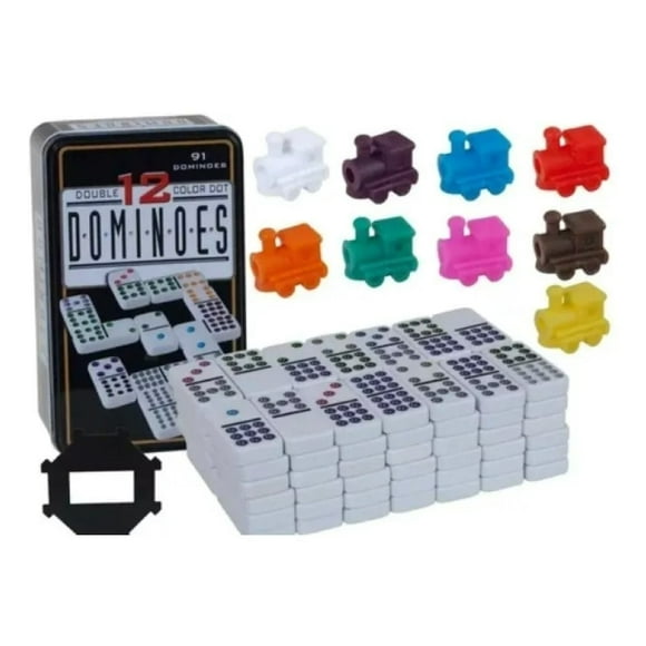 Domino Chancho 12, 91 Piezas + Tren Mexicano Caja Metálica