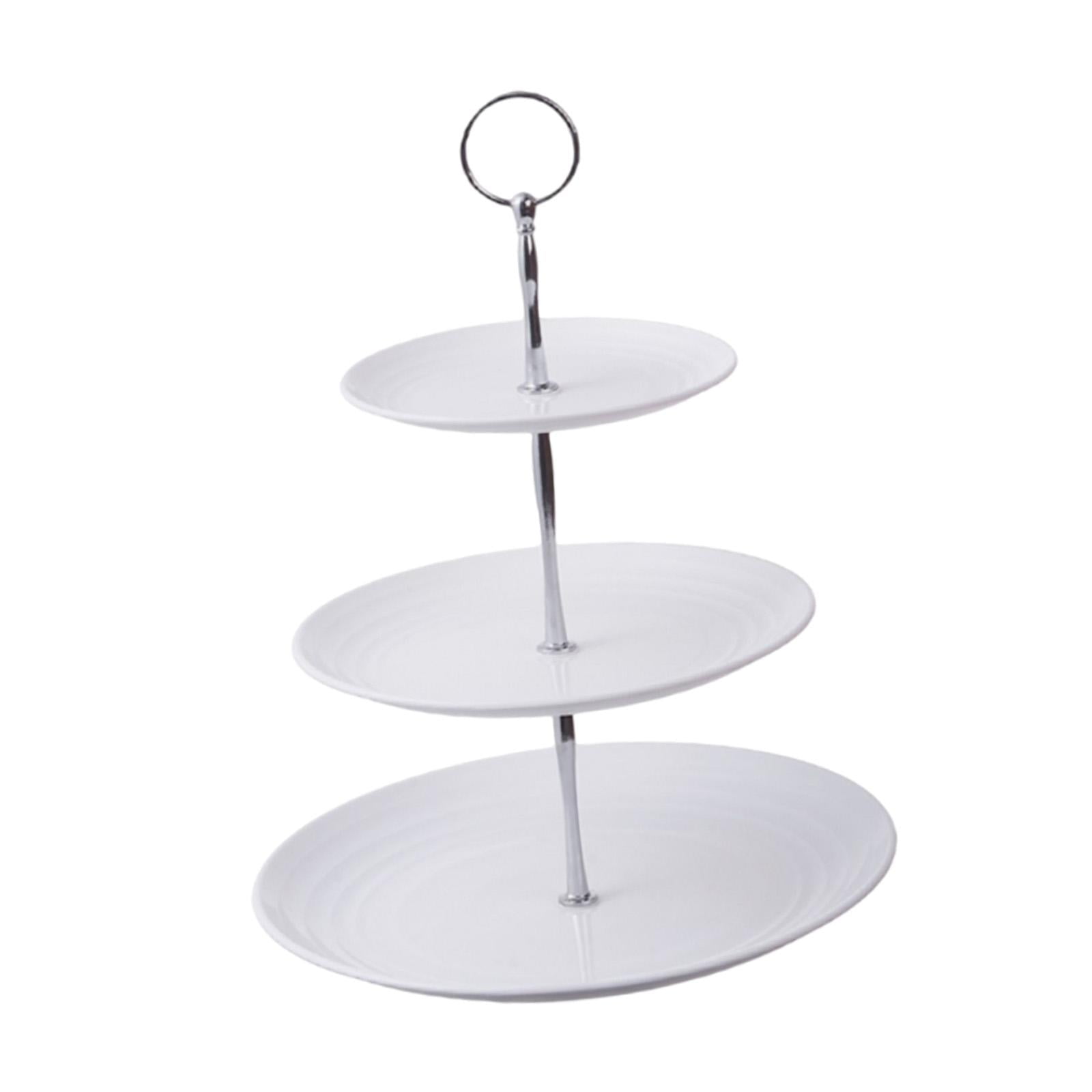 Magideal - Soporte Para Repostería, Platos Para Aperitivos De Frutas, Decoración De Mesa De 3 Niveles, Plato Para Servir Fiestas De Té, Soporte Para Cupcakes, Pilar Argenta