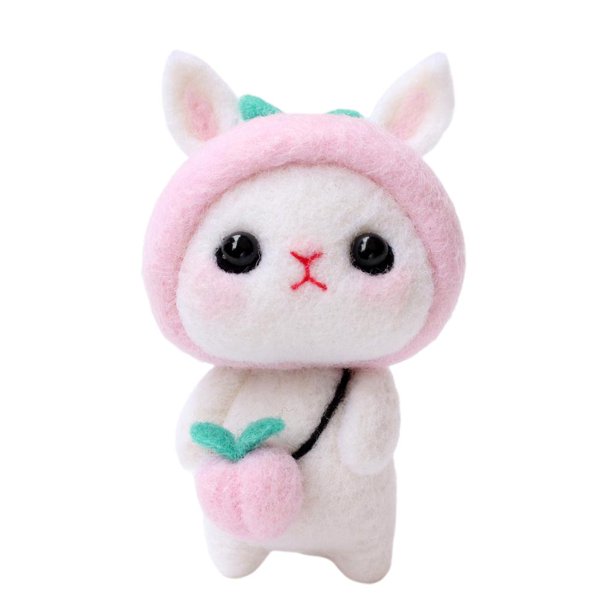 DIY Lovely Rabbit Animal Needle Felting Craft Kit Con Herramientas Básicas Rosa