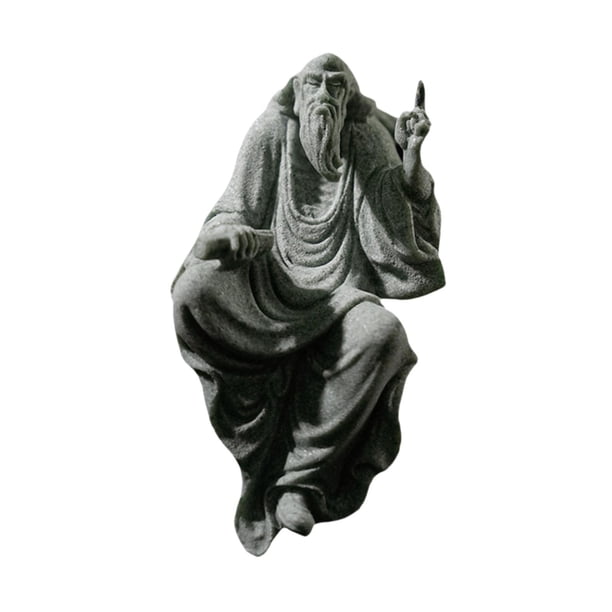 Estatuilla de personajes chinos antiguos, estatua, adornos, simulación de Feng Shui, obra de arte para acuario, decoración de bonsái, decoración DIY Preguntas de Laozi