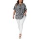 thumbnail image 2 of Agnes Orinda Blusas de Talla Grande para Mujer Cuello Redondo con Lazo Manga Corta Estampado Boho Blusa Casual de Verano 3X Negro, 2 of 5