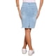 thumbnail image 3 of INSPIRE CHIC Falda de Mezclilla para Mujer Cintura Alta Dobladillo Desgastado Falda Corta de Jean Azul Claro S, 3 of 6