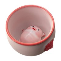 Magideal - Adorno De Mesa De Taza De Té De Cerámica, Taza De Té Tradicional De Kung Fu Con Estatua De Cerdito De Mascota De Té Para Decoración De Oficina, Comedo 160 Ml