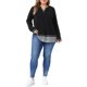 thumbnail image 2 of Agnes Orinda Conjuntos de Halloween para Mujeres Tallas Grandes Blusa Casual de Manga Larga con Detalle de Botón, Cuello Henley a Rayas en Capas, Bloque de Color, Talla 3X Negro, 2 of 6