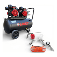 Erux - Compresor De Aire 50 Litros 1200W/Uso Taller+Kit Accesorios Negro 50Hz Monofásica