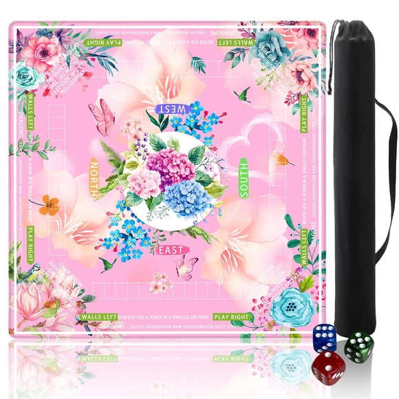 Tapete de mahjong Pittera 80 cm rosa antideslizante con bolsa para dados