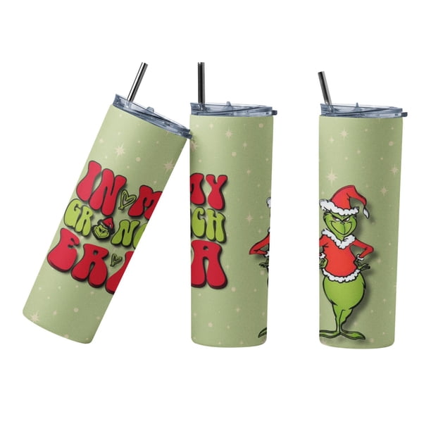 Termo Botella Térmica Mug Grinch Navidad de Acero Inoxidable naranja