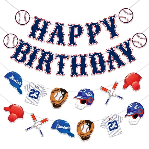 Kingzone - Banner De Feliz Cumpleaños De Béisbol, Tema De Deportes De Béisbol