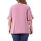 thumbnail image 3 of Agnes Orinda Blusa de Chifón Casual de Manga Corta con Volantes y Cuello en V para Mujer de Talla Grande 4X Rosa, 3 of 6