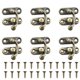 thumbnail image 1 of ZZHXSM Juego de 6 Pestillos Mini de Brazo Oscilante Estilo Vintage Izquierdo Derecho con Gancho y Cierre de Metal Curvado con 24 Tornillos para Maletín Caja de Joyas 27x23mm Bronce, 1 of 4