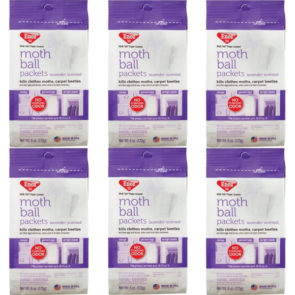 Paquetes de bolas antipolillas Enoz con aroma a lavanda, 180 ml (paquete de 6)