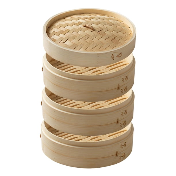 Cesta De Vapor De Bambú, Vaporera De Tela Para Verduras, Para Pollo Dimsum Bao, Diámetro 27cm, 3 Niveles