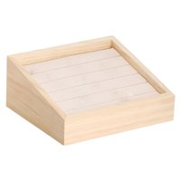 Magideal - Soporte De Exhibición Multiusos, Organizador De Almacenamiento De Madera Decorativo Para Pendientes, Tocador, Encimera, Anillo, Tienda, Ventana, Tela Beige