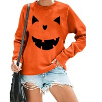 Polera Manga Larga Con Cara De Calabaza Para Mujer, Jersey Casual Ligero Kimsoong (Talla S)